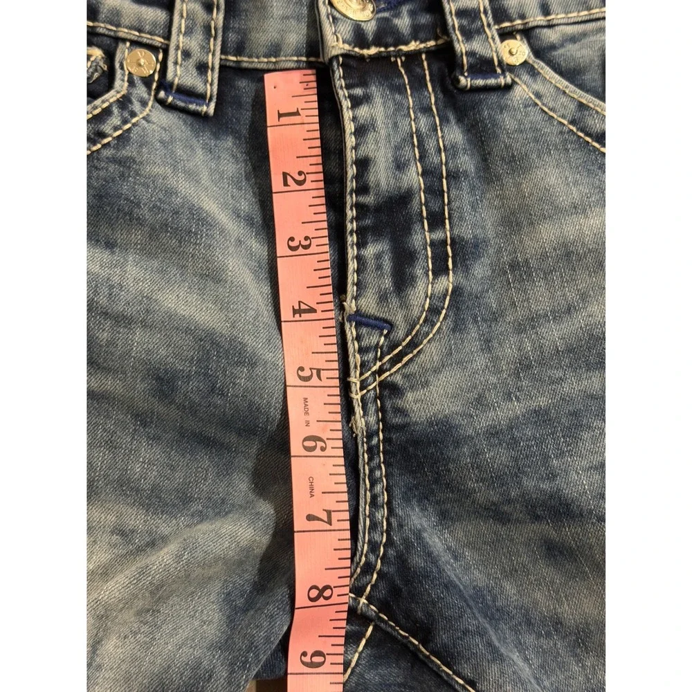True Religion Ricky Super T Denim Shorts Mens 30 Light Blue Acid Wash